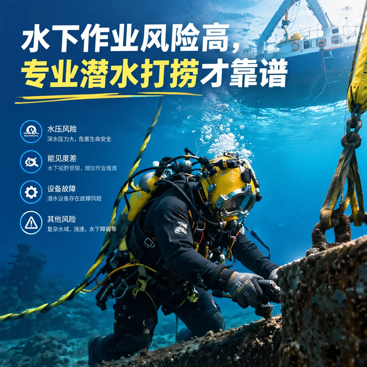 水下作业风险高，大东专业潜水打捞才靠谱
